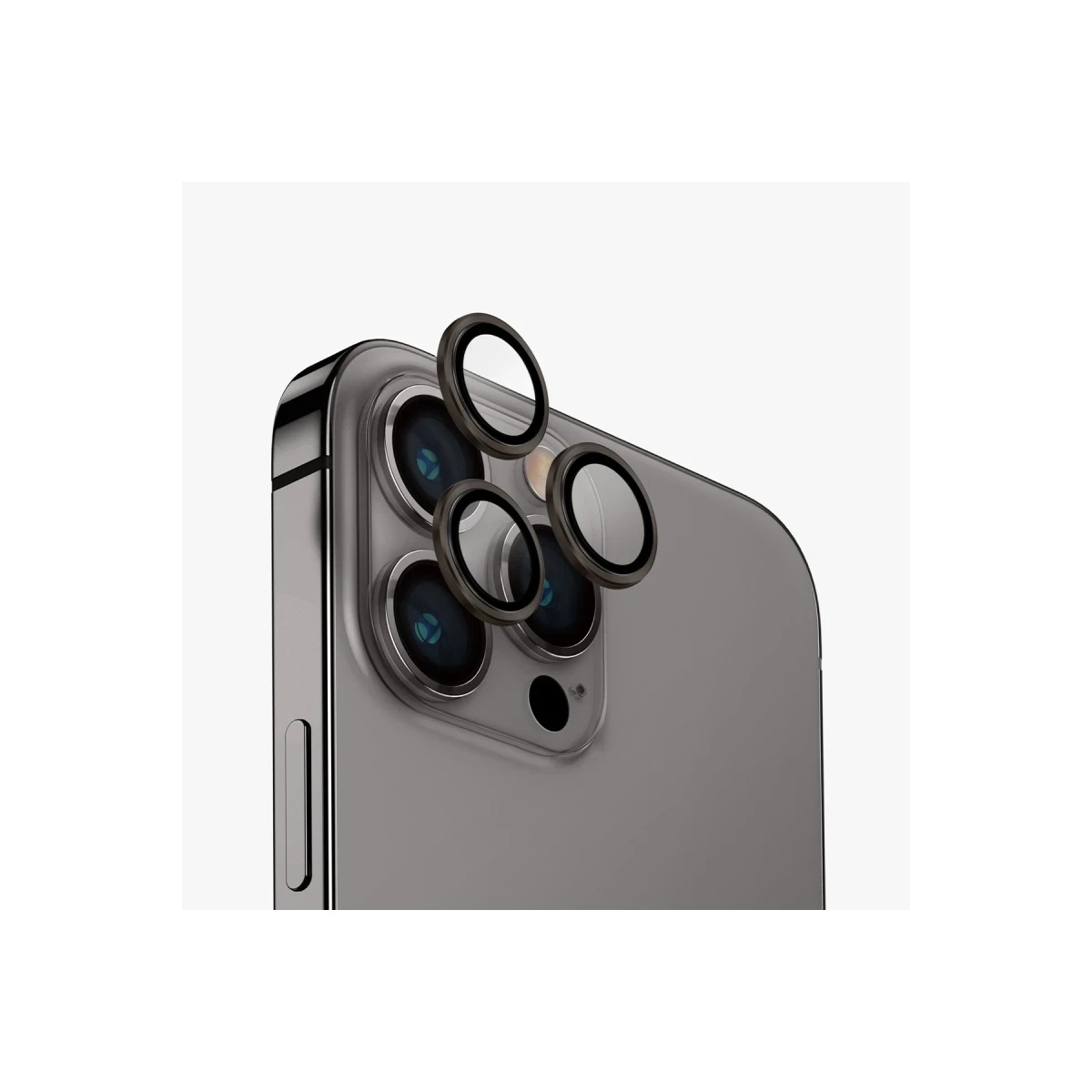 Uniq Apple iPhone 15 Pro Max Optix Alüminyum Kamera Lens Koruyucu - Gri